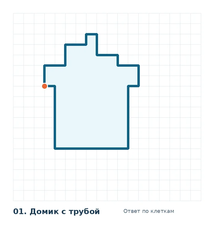 Правильный рисунок графического диктанта: Домик с трубой