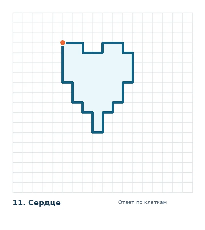 Правильный рисунок графического диктанта: Сердце