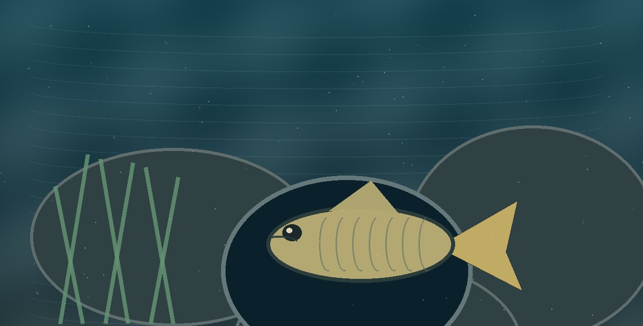 Авторская иллюстрация к сказке Салтыкова-Щедрина «Премудрый пискарь»: маленькая рыбка прячется в тесной подводной норе