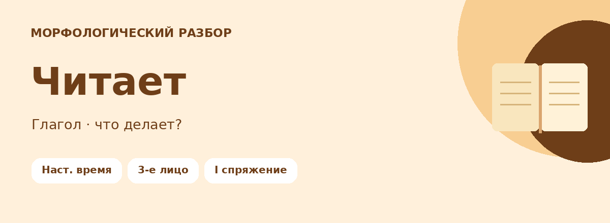 Морфологический разбор слова читает: настоящее время, третье лицо, первое спряжение